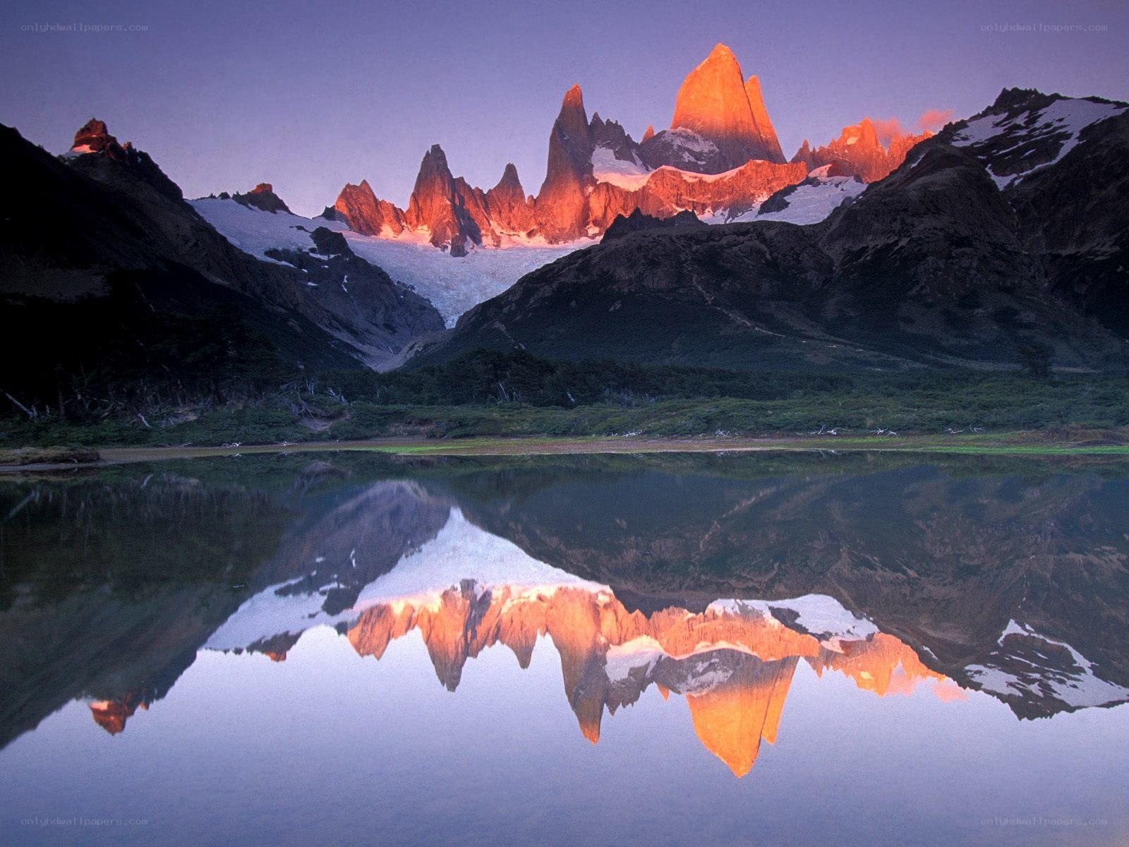 Mountain peaks reflected in a lake