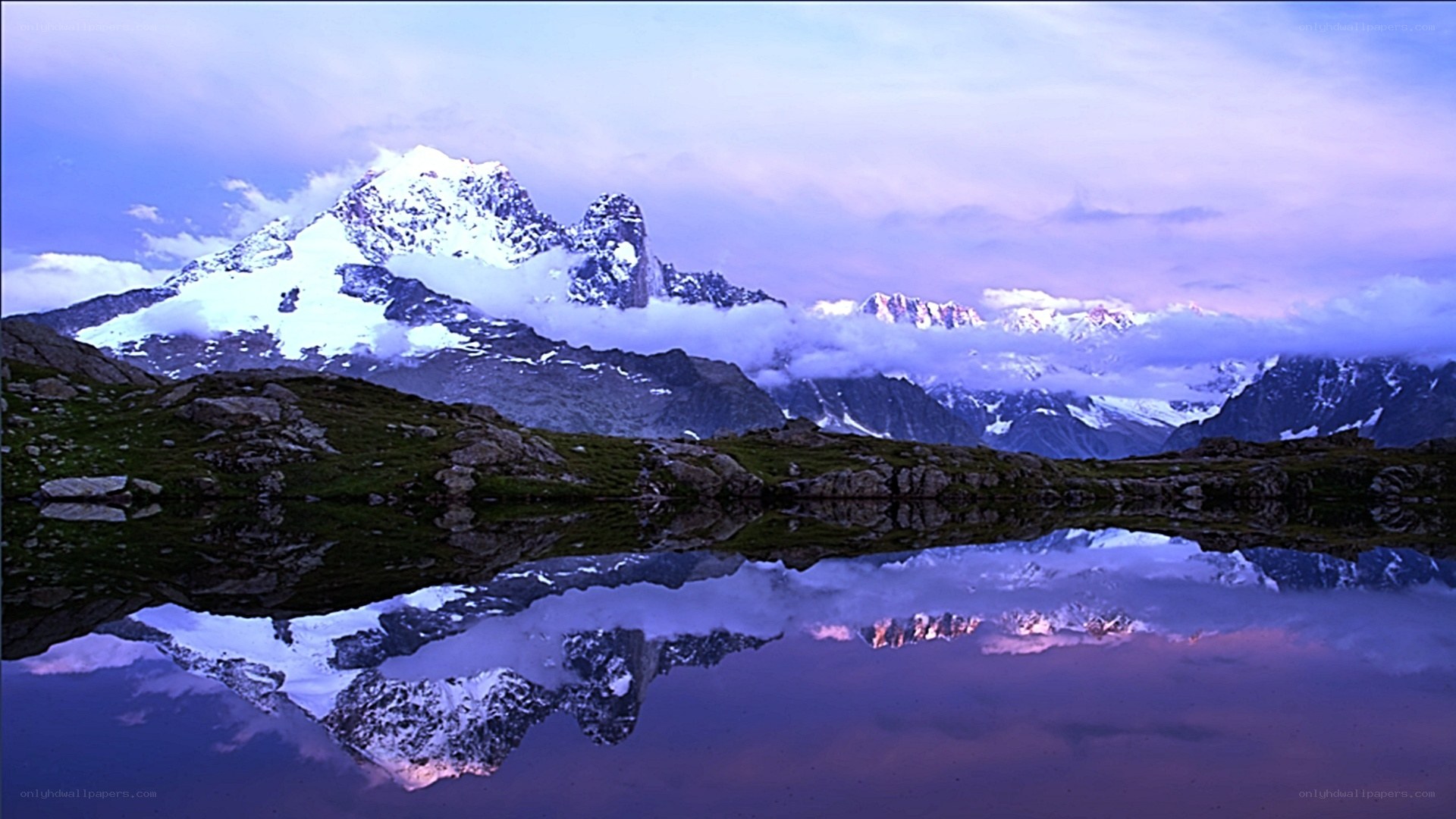 Mountain peaks reflected in a lake
