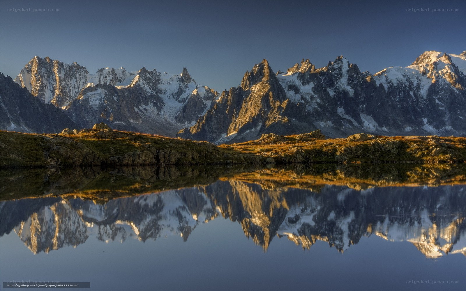 Mountain peaks reflected in a lake