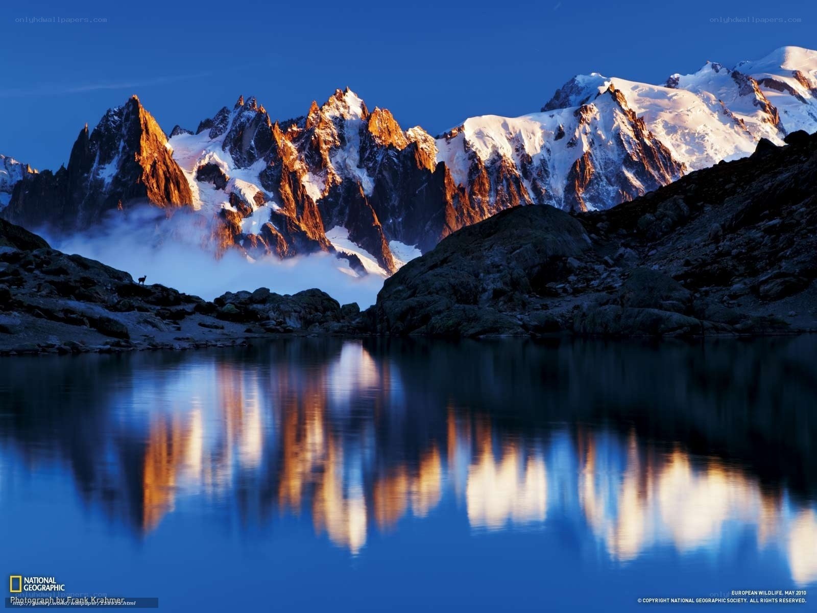 Mountain peaks reflected in a lake