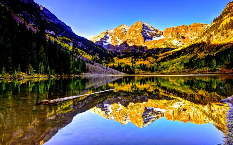 Mountain Peaks Reflection — Blue
