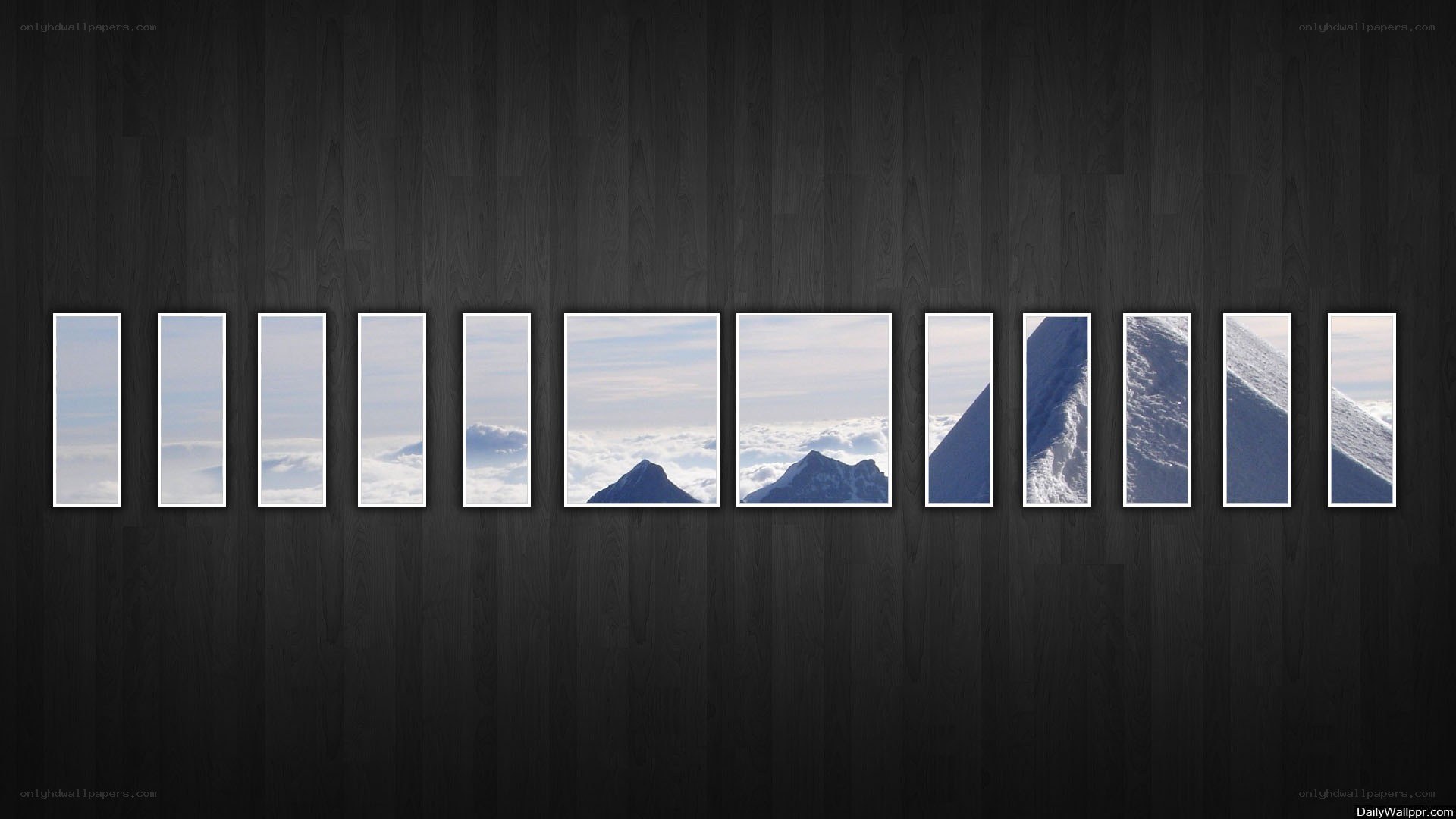 mountain peaks through windows