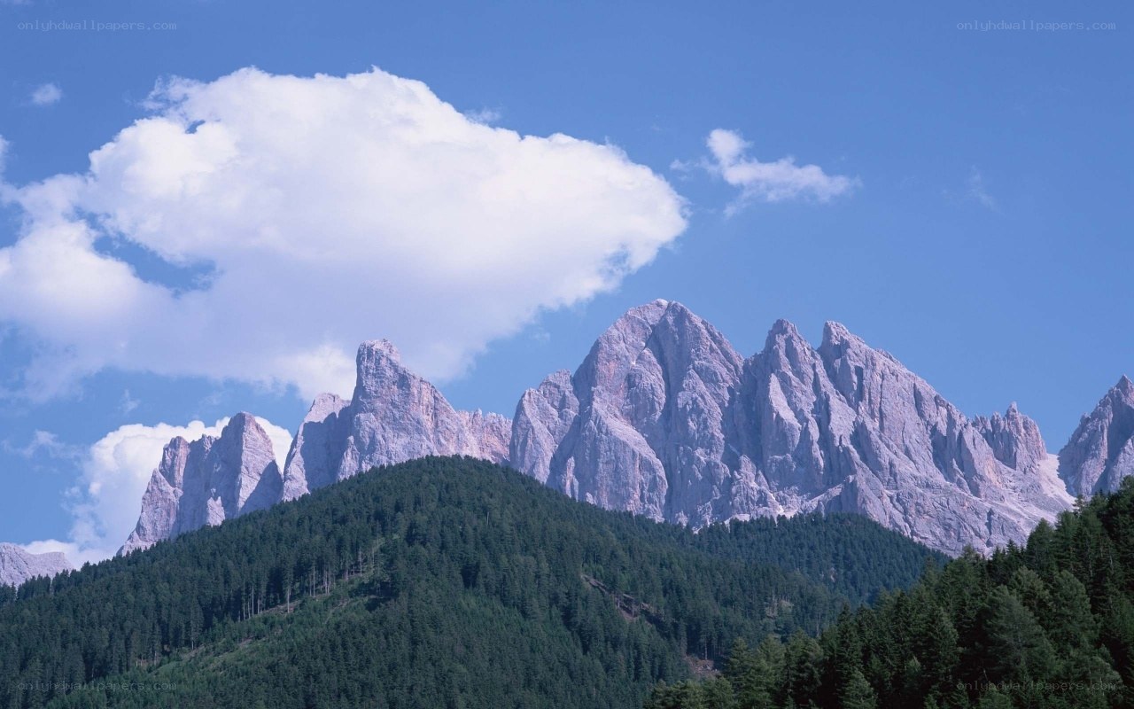 Mountain peaks under blue sky
