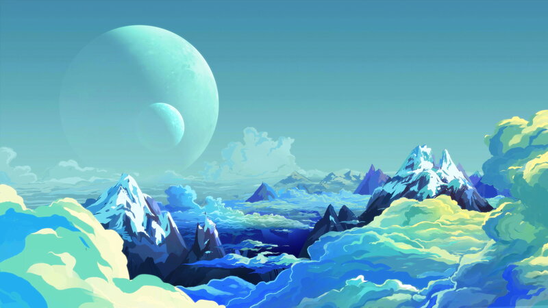 Mountain Peaks under Moons