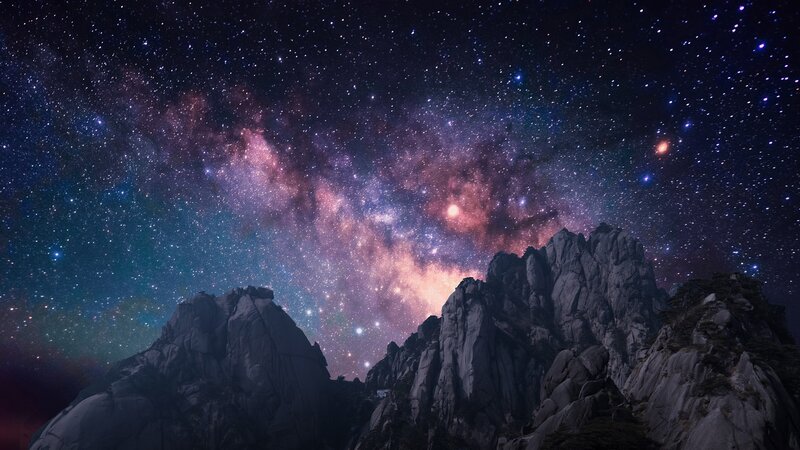 Mountain Peaks under Stars — Purple