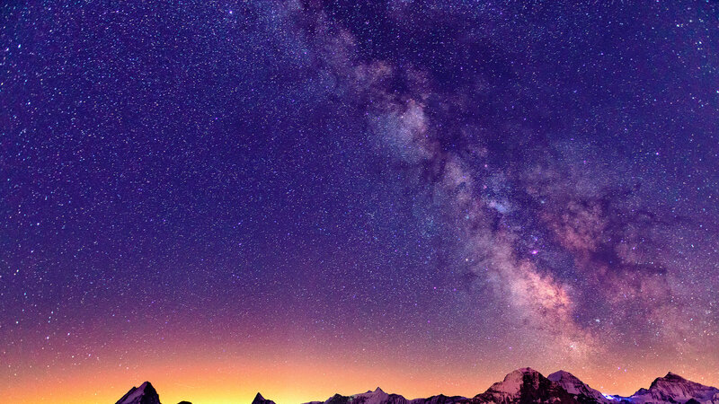Mountain Peaks under Stars