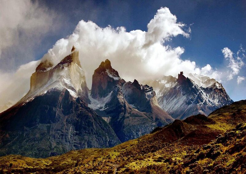 Mountain Peaks with Clouds — Blue, Dramatic