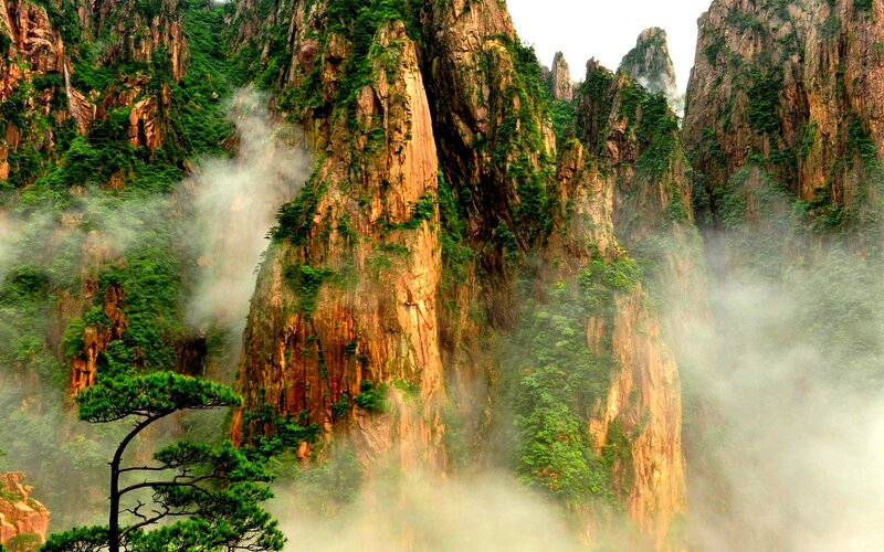 Mountain Peaks with Fog