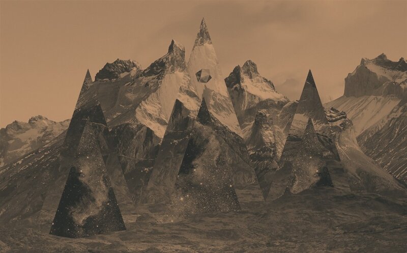Mountain Peaks with Geometric Overlays