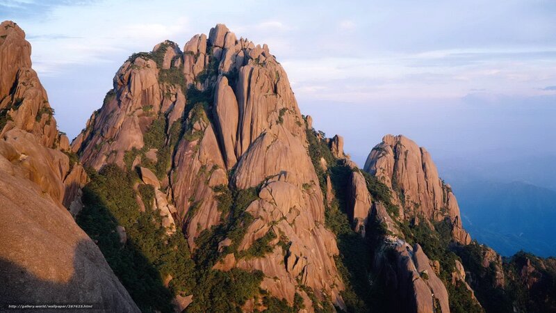 Mountain Peaks with Greenery — Brown