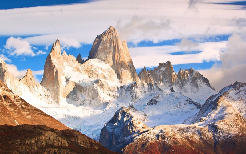 Mountain Peaks with Snow — Blue, Dramatic