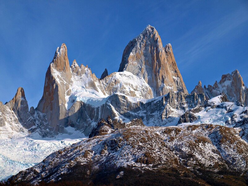 Mountain Peaks with Snow — Blue