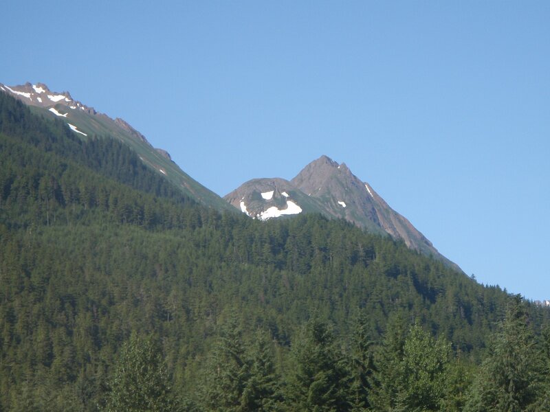 Mountain Peaks with Snow — Green