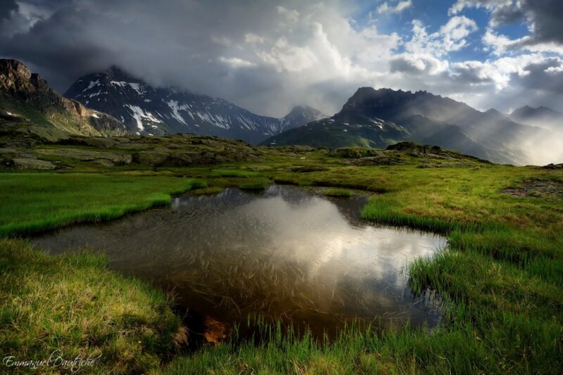 Mountain Pond in Alpine Meadow
