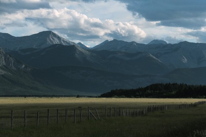 Mountain Range and Field — Green, Dramatic, Afternoon