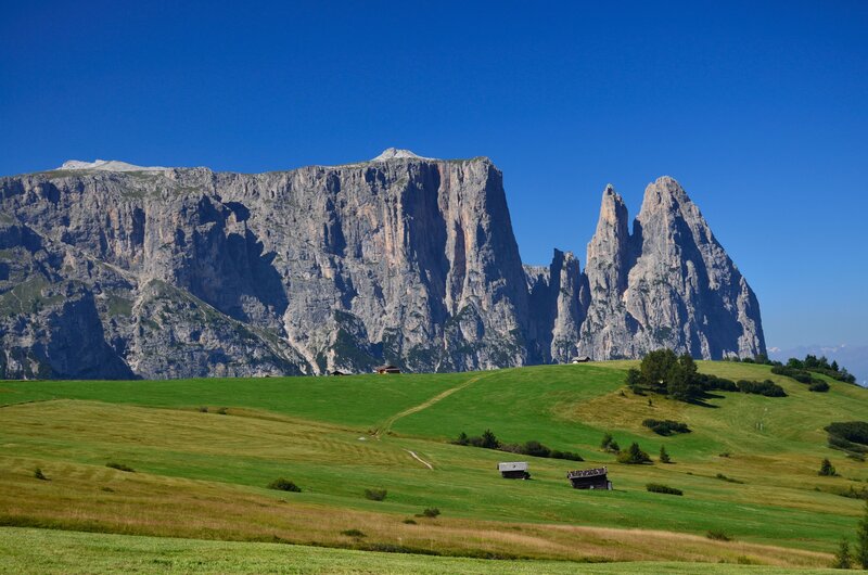 Mountain Range and Green Fields