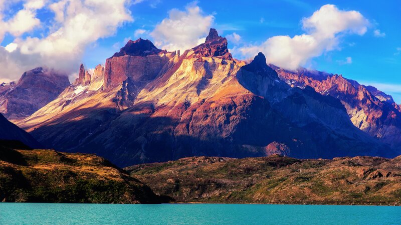 Mountain Range and Lake — Blue, Dramatic, Afternoon, Photograph, Clouds, Sky