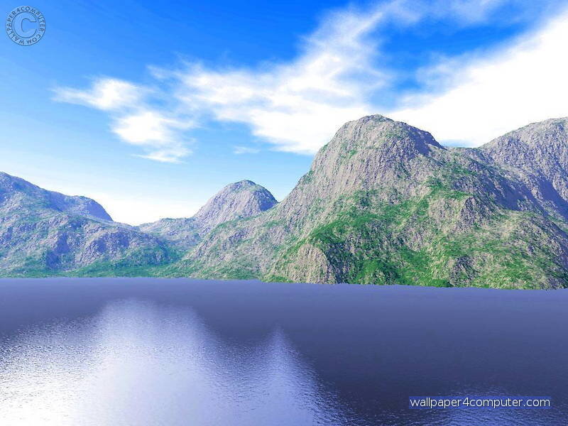 Mountain Range and Lake — Blue, Serene, Afternoon, 3d Render
