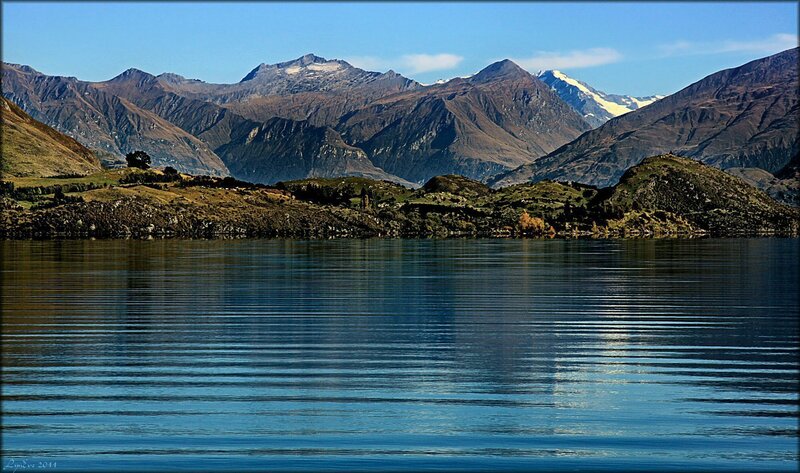 Mountain Range and Lake — Blue, Serene, Afternoon
