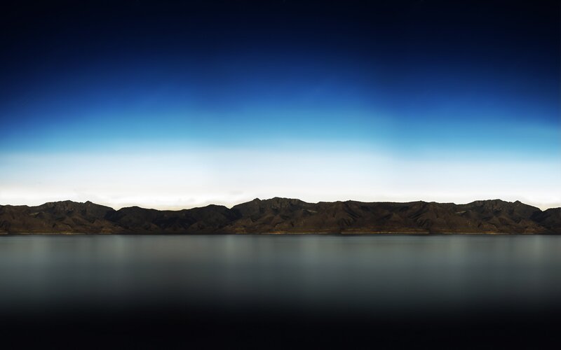 Mountain Range and Lake — Blue, Serene, Night, Photograph, Mountains
