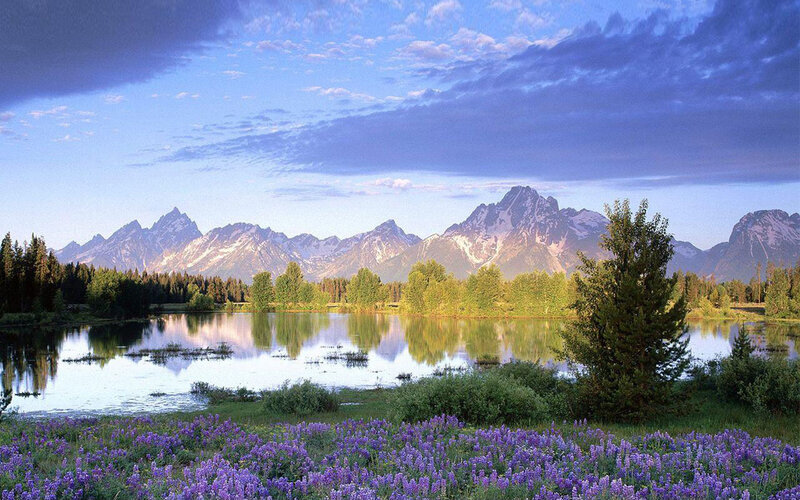 Mountain Range and Lake — Blue, Serene