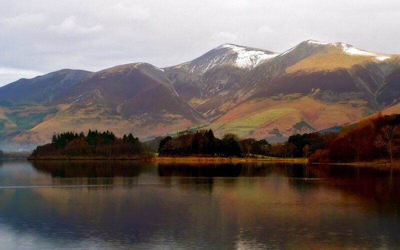 Mountain Range and Lake — Brown