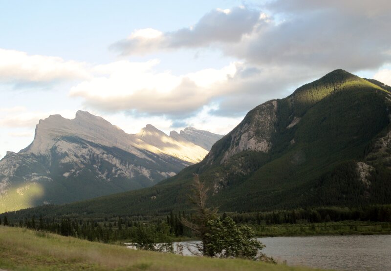 Mountain Range and Lake — Green, Serene, Afternoon