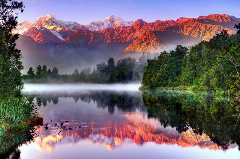 Mountain Range and Lake — Purple