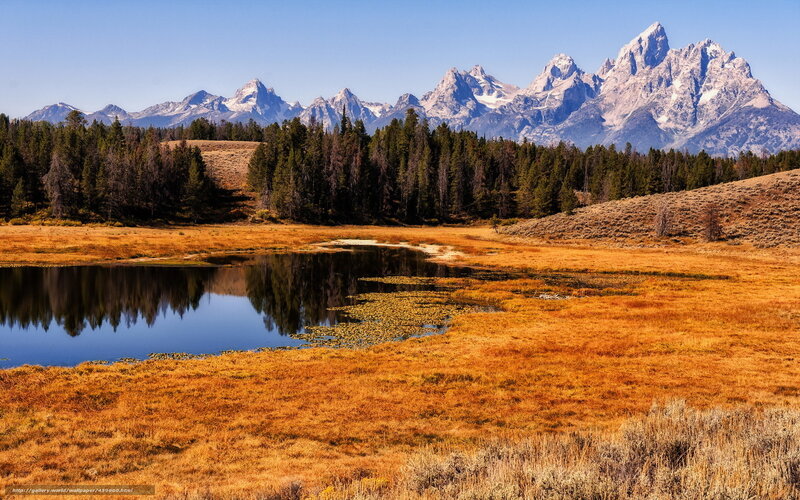 Mountain Range and Pond