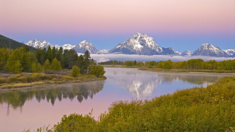 Mountain Range and River — Pink