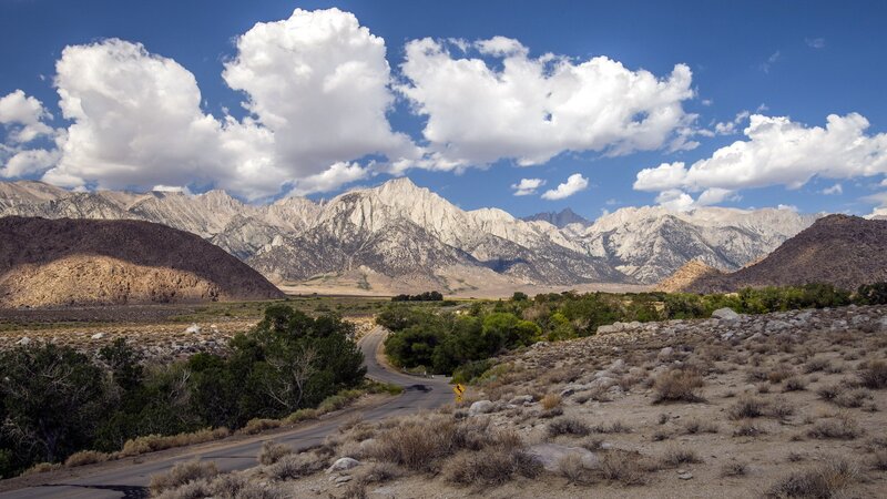 Mountain Range and Road — Blue, Serene