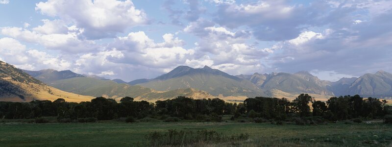 Mountain Range and Valley — Green, Serene