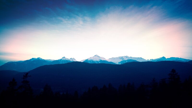 mountain range at dawn