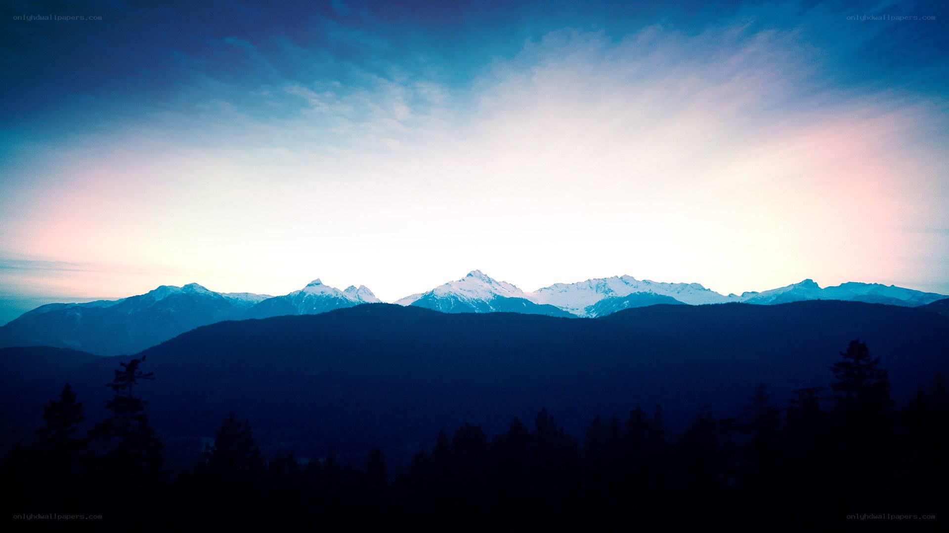 mountain range at dawn