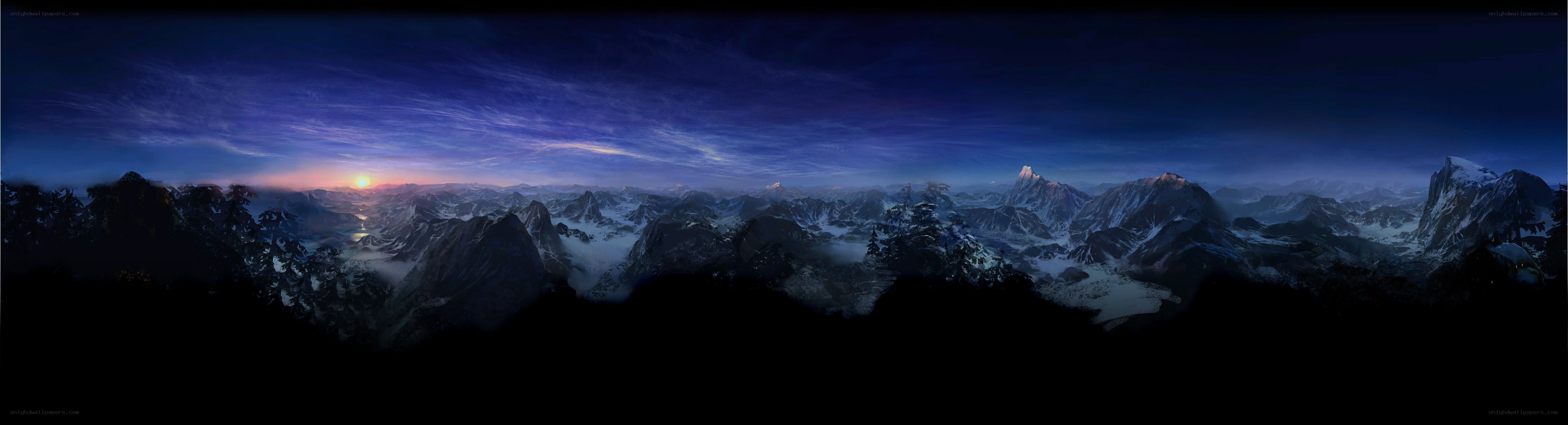 mountain range at dawn