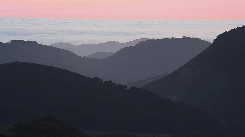 mountain range at dawn