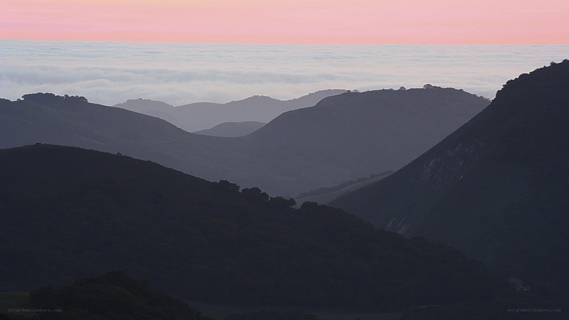 mountain range at dawn