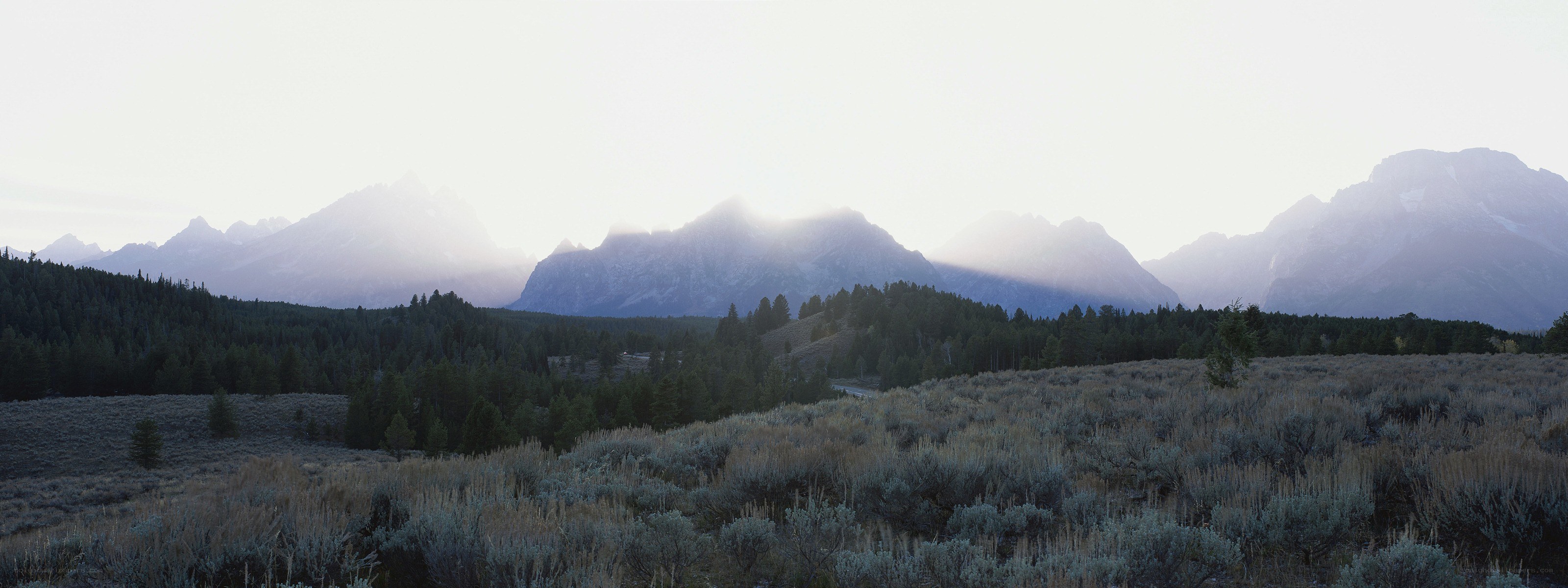mountain range at dawn