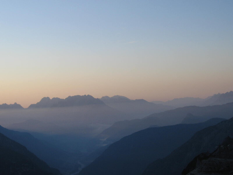 Mountain Range at Dawn — Blue, Serene