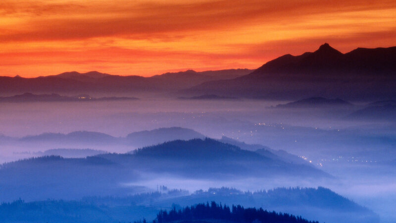 Mountain Range at Dawn — Orange, Serene