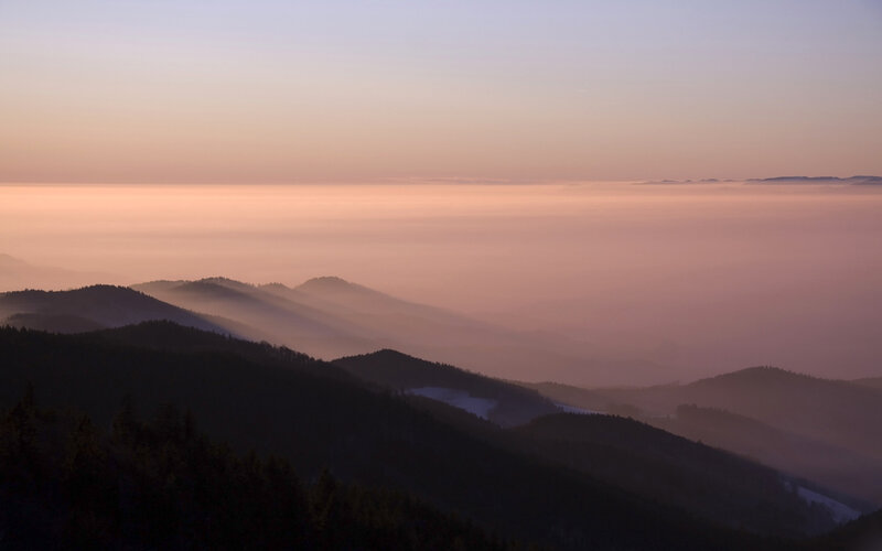 Mountain Range at Dawn — Pink, Serene, Sunrise