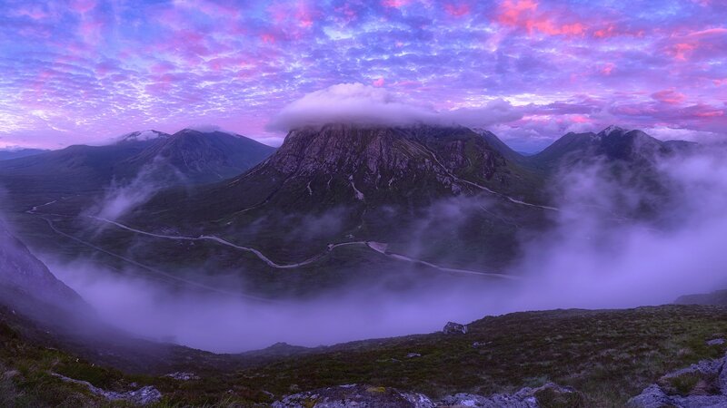 Mountain Range at Dawn — Purple, Dramatic