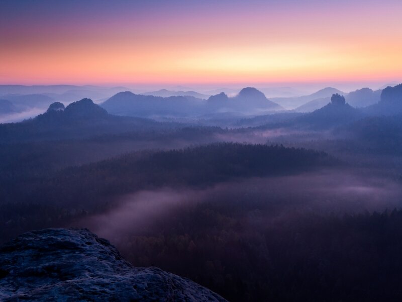Mountain Range at Dawn — Purple