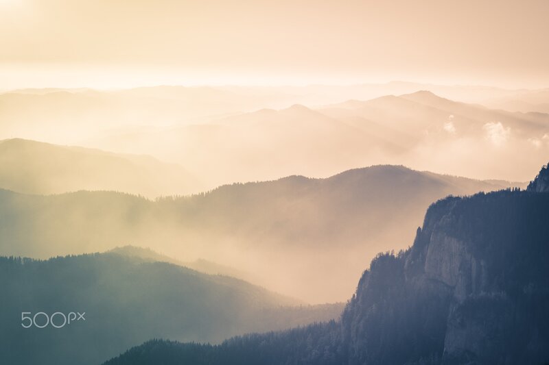 Mountain Range at Dawn — Yellow