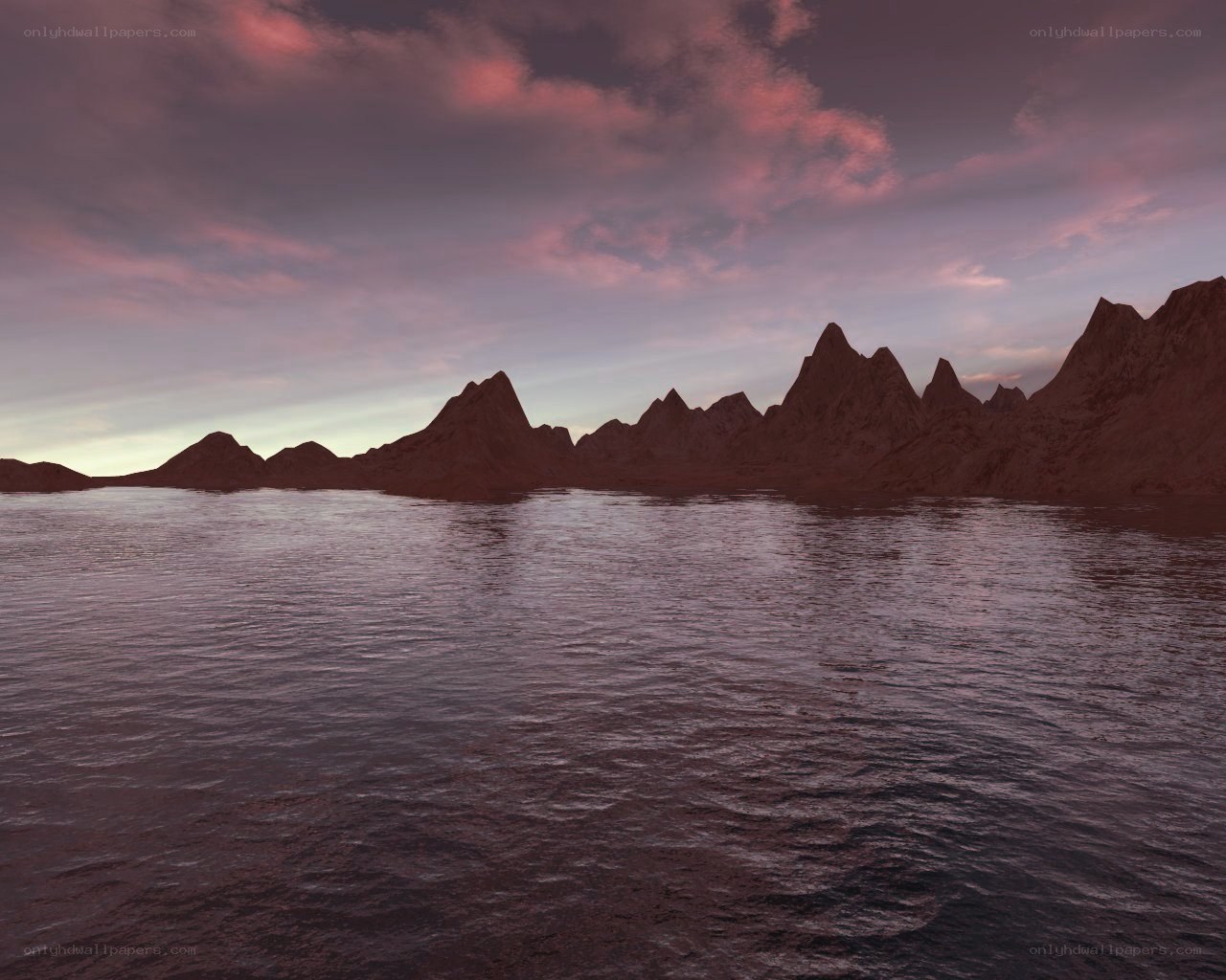 mountain range at dusk