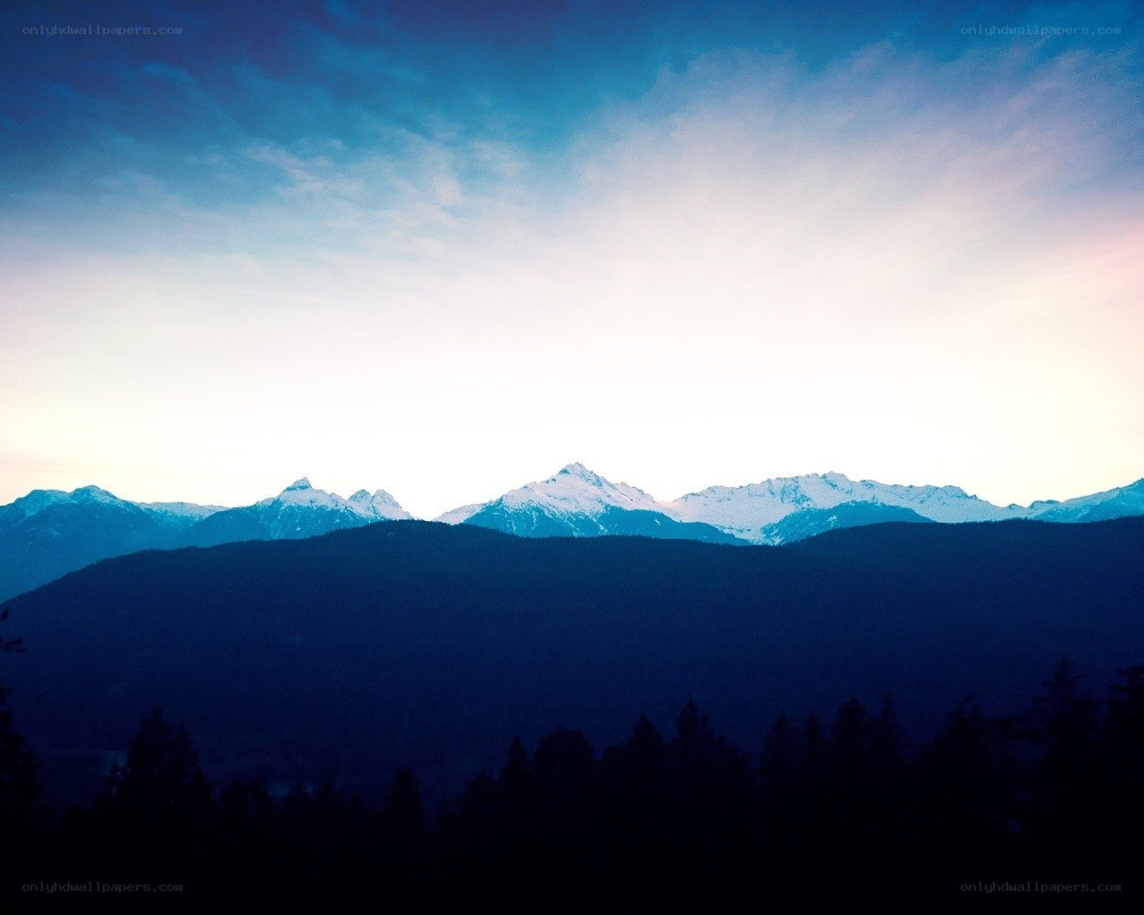 Mountain range at dusk