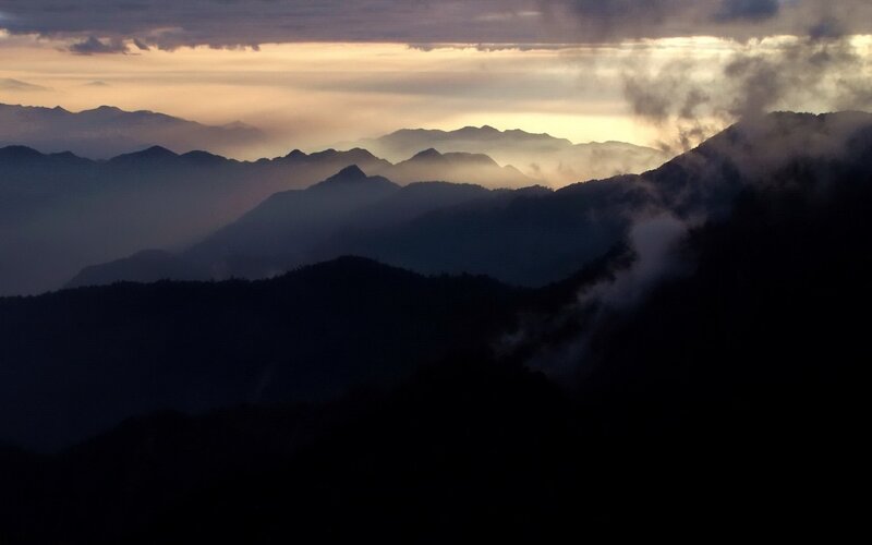 Mountain Range at Dusk — Black, Dramatic