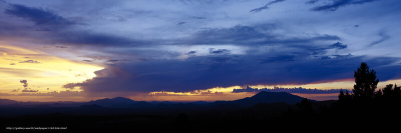 Mountain Range at Dusk — Blue, Dramatic, Sunset, Photograph