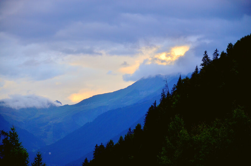 Mountain Range at Dusk — Blue, Dramatic, Sunset