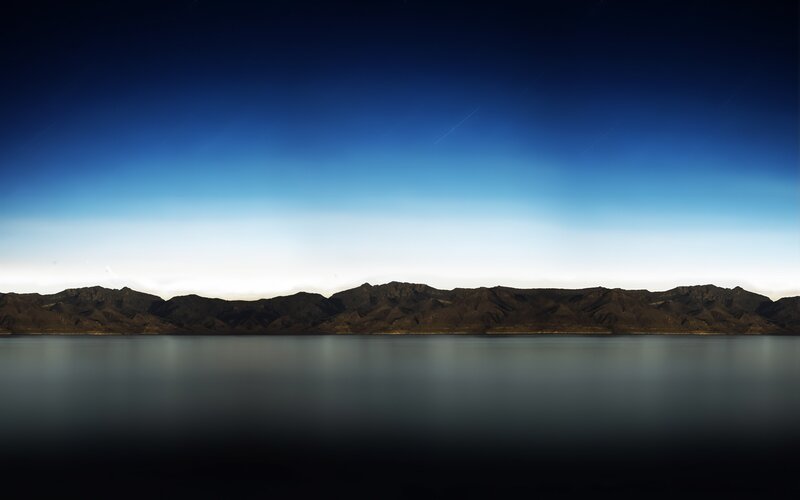 Mountain Range at Dusk — Blue, Serene, Night, Photograph, Mountains